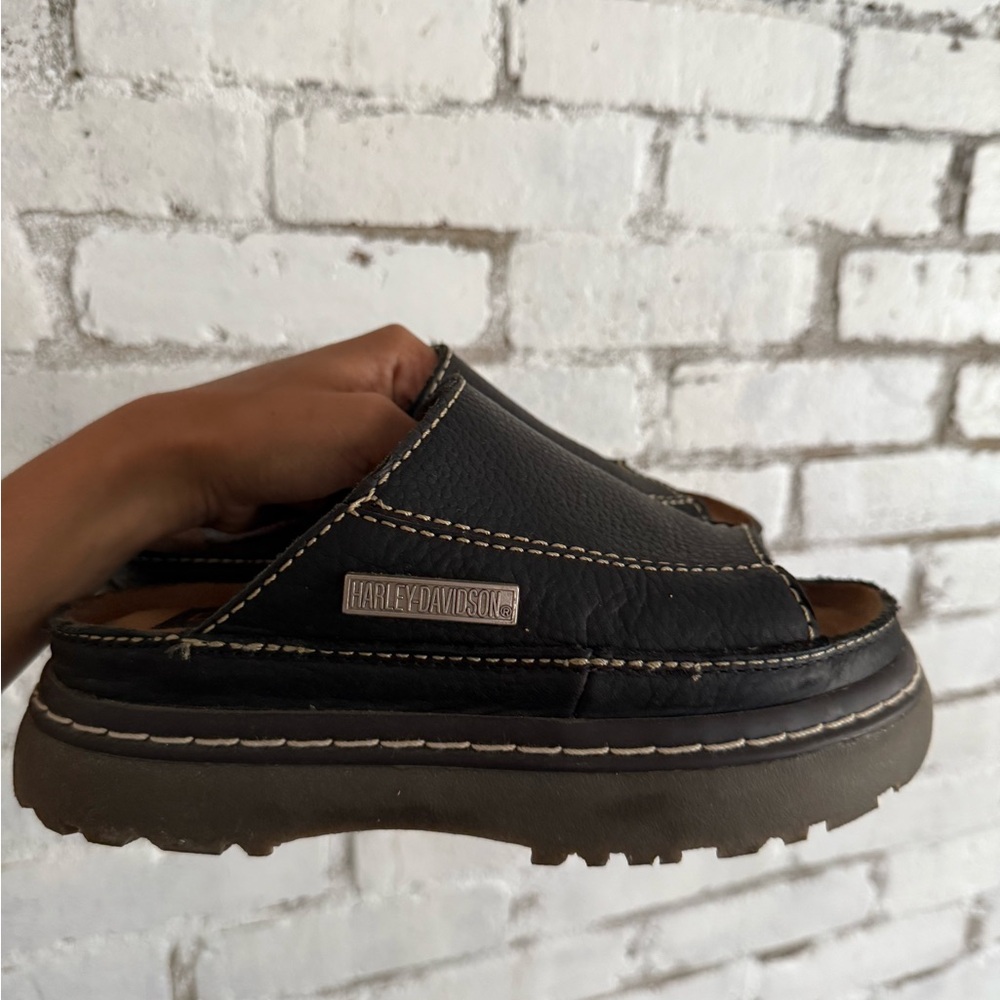 Harley-Davidson Black Leather Women’s Slide Sandals